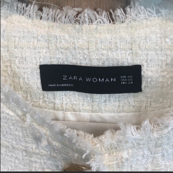 Zara Cream white Tweed coat with gold buttons - Picture 5 of 6